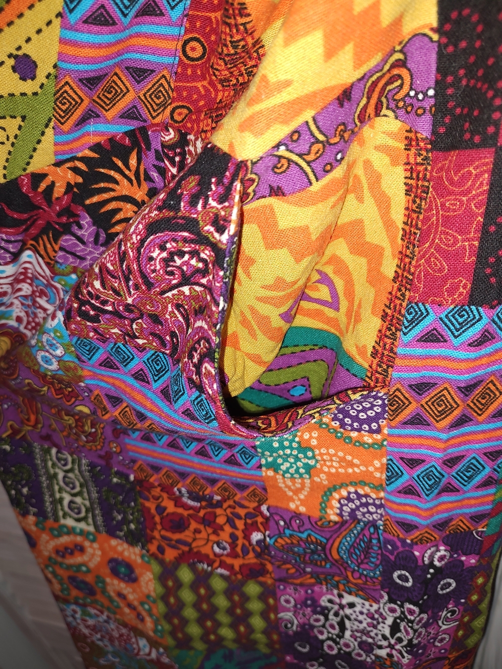Patchwork Cotton Overalls XL 3 Pockets - Picture 3 of 10
